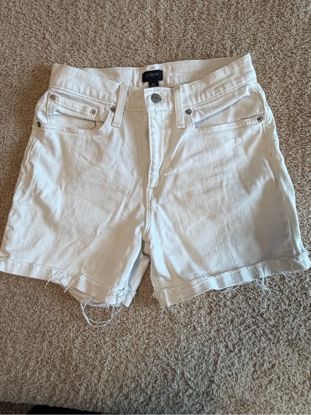 J.Crew Factory White Denim Shorts Raw Hem Size 24